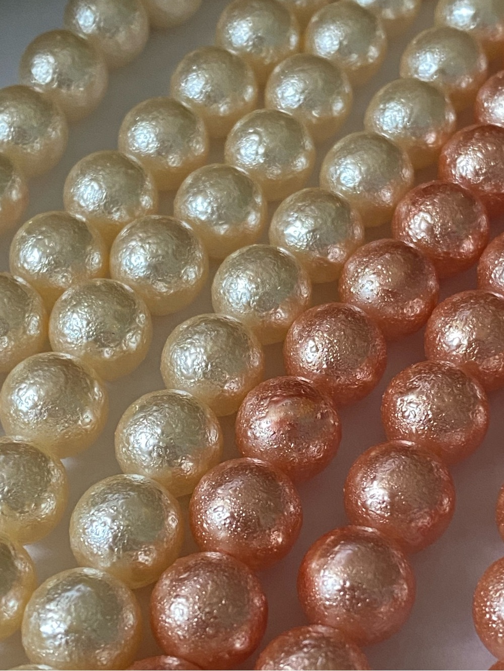 Pearlescent Bead Lot Faux Pearl Beads in Mint, Peach & Champagne - Picture 6 of 10